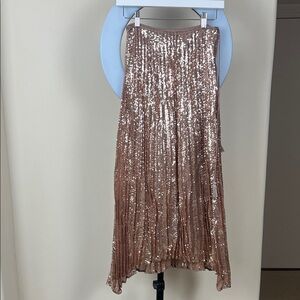 Elegant Sequin Maxi Skirt - Rose Gold